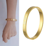 3 Color Hollow Roman Numeral Steel Bangle Wedding Party