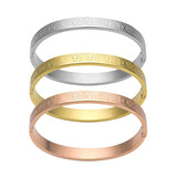 3 Color Hollow Roman Numeral Steel Bangle Wedding Party