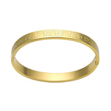3 Color Hollow Roman Numeral Steel Bangle Wedding Party