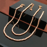 Classic 585 Purple Ladies Bead Chunky Necklace 14K Rose Pendant