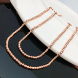 Classic 585 Purple Ladies Bead Chunky Necklace 14K Rose Pendant