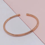 Purple Plated 14K Rose Glossy Opening Bangles for Women Charm Party Jewelry