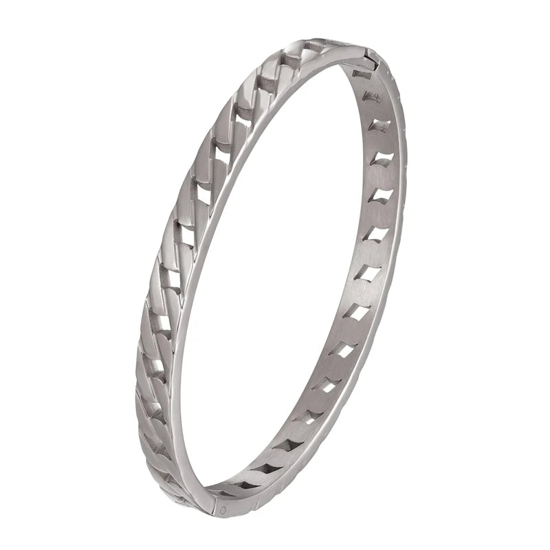 Classic Chain Shape Bangle Stainless Steel Bracelet