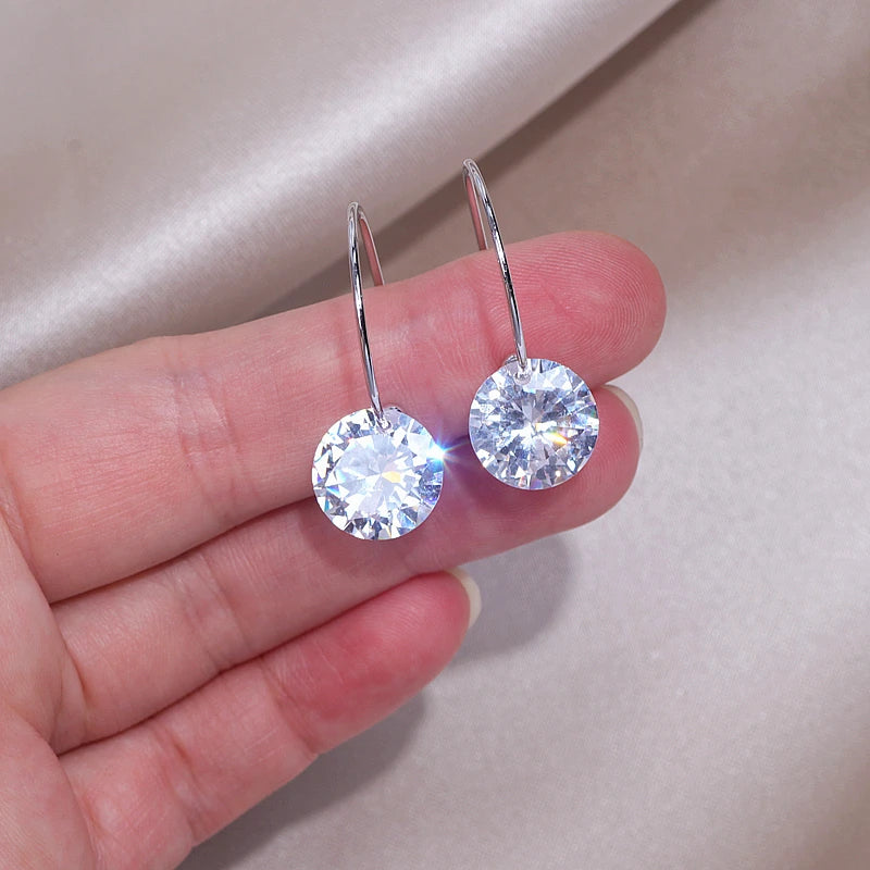 Clear CZ Hoop Earrings for Women Wedding Jewelry