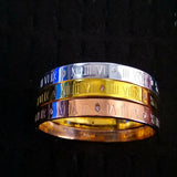 Copper Bangle Roman Numerals Bracelet Cubic Zircon