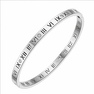 Copper Bangle Roman Numerals Bracelet Cubic Zircon
