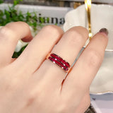 Double Layer Ruby Smooth Rings Women Banquet Silver Jewelry