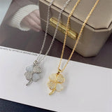 Elegant Leaf Necklace with Zircon Inlay for Women
