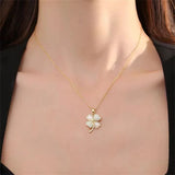 Elegant Leaf Necklace with Zircon Inlay for Women
