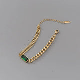 Green Zircon Titanium Steel Bracelet for Women