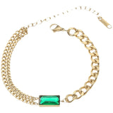 Green Zircon Titanium Steel Bracelet for Women