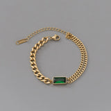 Green Zircon Titanium Steel Bracelet for Women