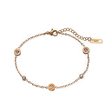 Titanium Steel Rose Plated Round Bracelet with Diamonds