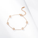 Titanium Steel Rose Plated Round Bracelet with Diamonds