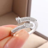 925 Silver Zircon Nail Ring for Ladies Birthday Gift