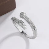 925 Silver Zircon Nail Ring for Ladies Birthday Gift