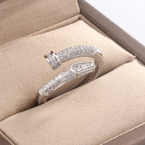 925 Silver Zircon Nail Ring for Ladies Birthday Gift