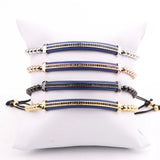 Stainless Steel CZ Beads Macrame Bracelet Men's Jewelry