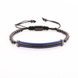 Stainless Steel CZ Beads Macrame Bracelet Men's Jewelry
