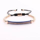 Stainless Steel CZ Beads Macrame Bracelet Men's Jewelry