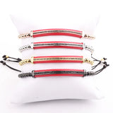 Stainless Steel CZ Beads Macrame Bracelet Men's Jewelry
