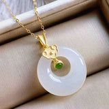 Hetian Jade Hollow Pendant Necklace Chinese Retro Jewelry