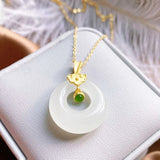 Hetian Jade Hollow Pendant Necklace Chinese Retro Jewelry