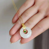 Hetian Jade Hollow Pendant Necklace Chinese Retro Jewelry