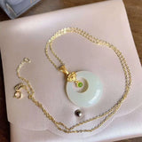 Hetian Jade Hollow Pendant Necklace Chinese Retro Jewelry