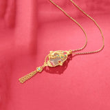 Natural Hetian Jade Cheongsam Phoenix Fringe Necklace Silver Jewelry