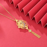 Natural Hetian Jade Cheongsam Phoenix Fringe Necklace Silver Jewelry