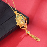 Natural Hetian Jade Cheongsam Phoenix Fringe Necklace Silver Jewelry