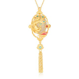 Natural Hetian Jade Cheongsam Phoenix Fringe Necklace Silver Jewelry
