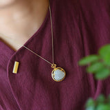 Natural Hetian Jade Round Maitreya Buddha Pendant Necklace