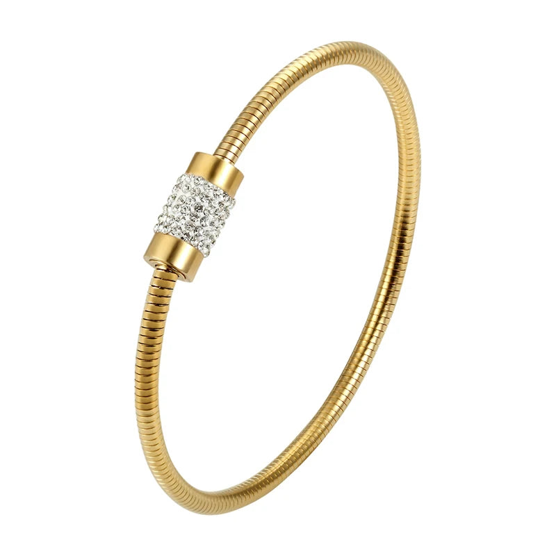 Zircon Bangle Stainless Steel Bracelet For Women