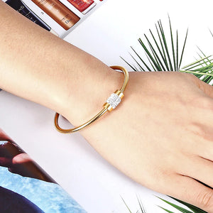 Zircon Bangle Stainless Steel Bracelet For Women
