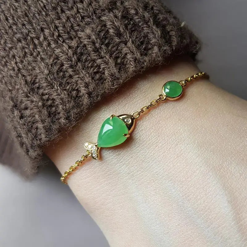 Vintage Chinoiserie Hetian Chalcedony Bracelet