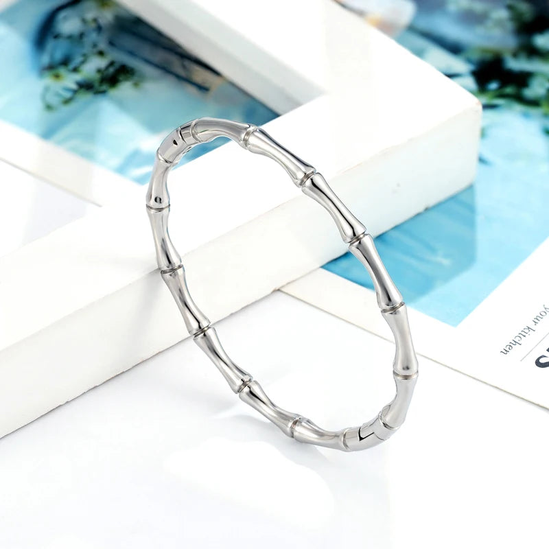 Small Bamboo Bangle Woman's Stainless Steel Bracelet