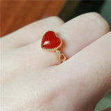 South Red Tourmaline Heart Rings Chinese Wedding Jewelry
