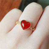 South Red Tourmaline Heart Rings Chinese Wedding Jewelry