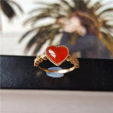 South Red Tourmaline Heart Rings Chinese Wedding Jewelry