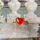 South Red Tourmaline Heart Rings Chinese Wedding Jewelry