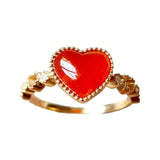 South Red Tourmaline Heart Rings Chinese Wedding Jewelry