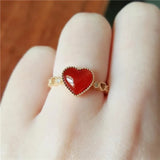 South Red Tourmaline Heart Rings Chinese Wedding Jewelry