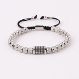 Stainless Steel Beads CZ Charm Bracelet for Men