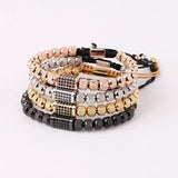 Stainless Steel Beads CZ Charm Bracelet for Men