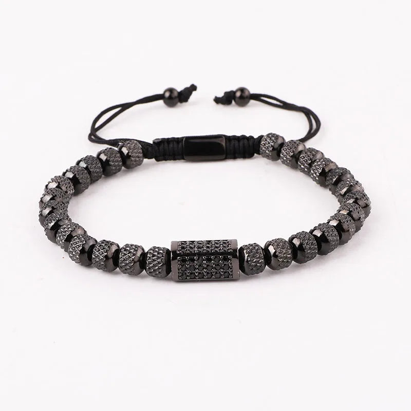 Stainless Steel Beads CZ Charm Bracelet for Men
