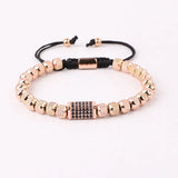Stainless Steel Beads CZ Charm Bracelet for Men