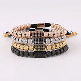 Stainless Steel Beads CZ Charm Bracelet for Men