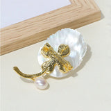 Women Leaf Pearl Brooches Sweater Jewelry Accessory